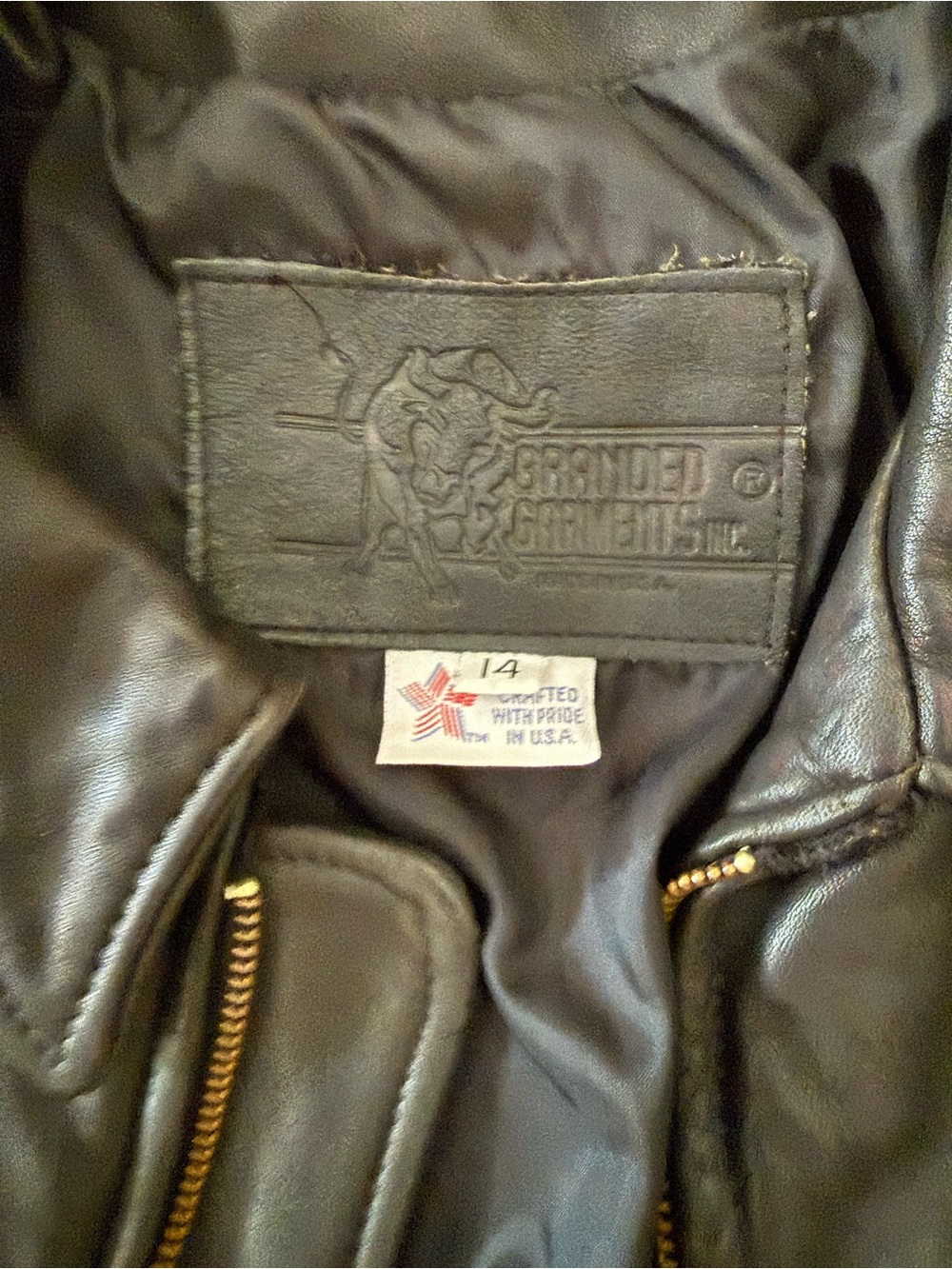 Branded Garments Inc. Black Leather Jacket with Gold Zippers